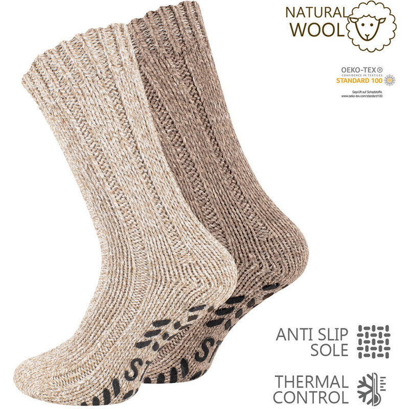 Ponožky unisex norské hrubě pletené s protiskluzem