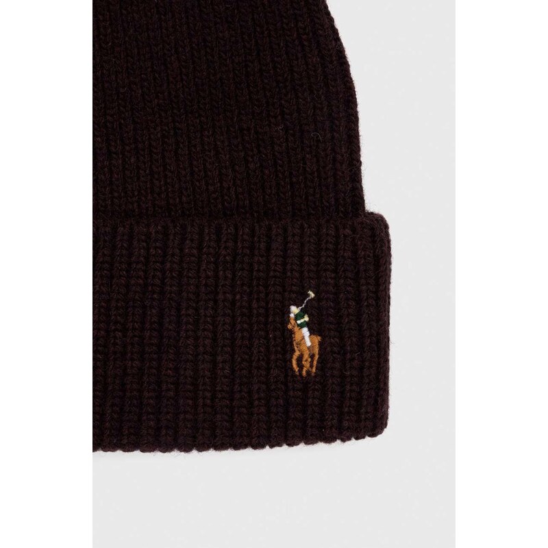 Čepice Polo Ralph Lauren hnědá barva, z tenké pleteniny
