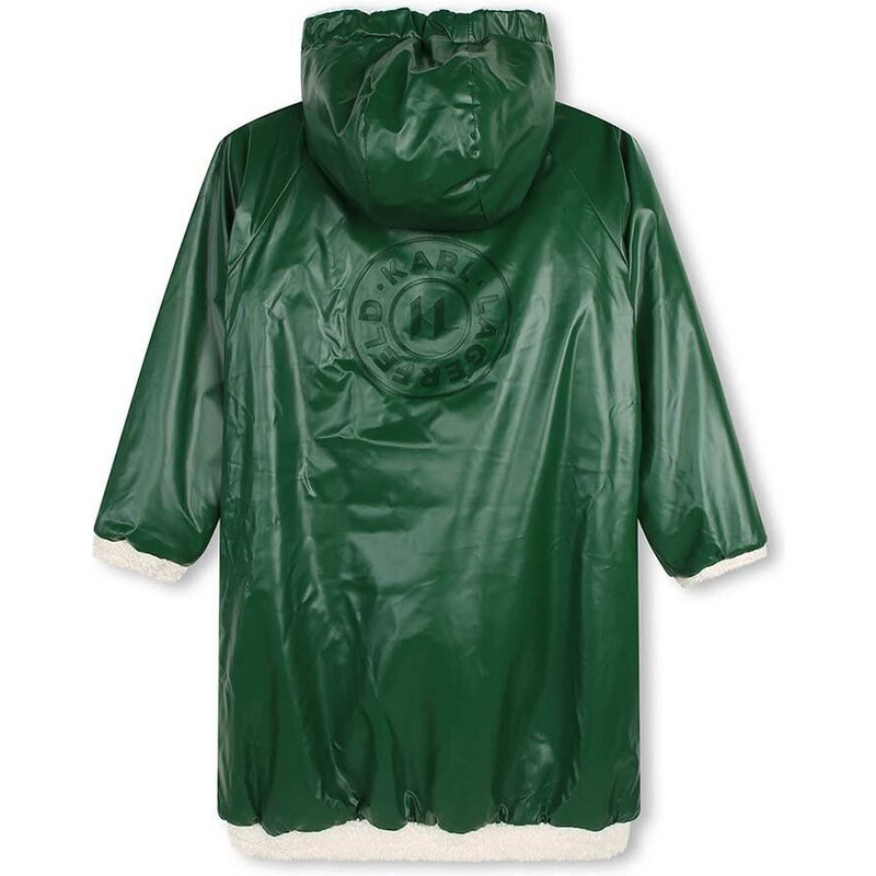 Dětská oboustranná bunda Karl Lagerfeld zelená barva