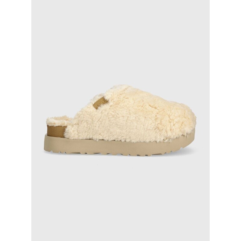 Vlněné pantofle UGG Fuzz Sugar Slide béžová barva, 1135132