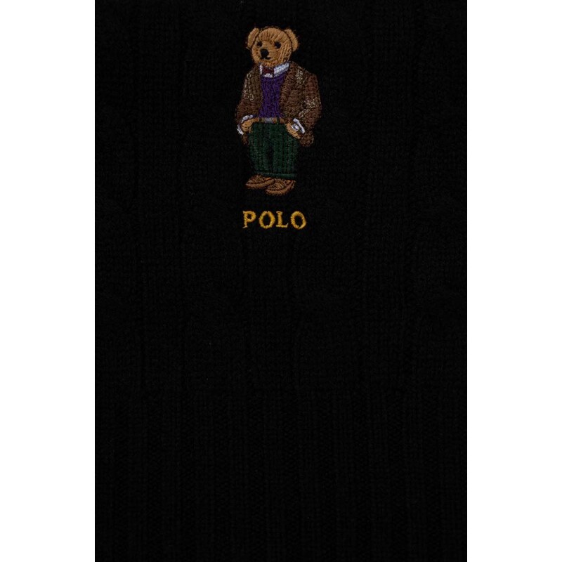 Vlněná čepice a šála Polo Ralph Lauren černá barva