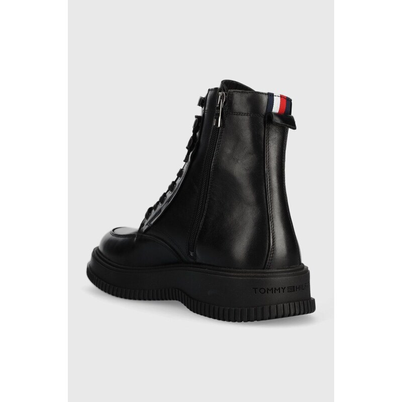 Kožené boty Tommy Hilfiger TH EVERYDAY CLASS TERMO LTH BOOT pánské, černá barva, FM0FM04658