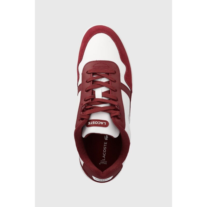 Kožené sneakers boty Lacoste Graphic Print T-Clip vínová barva, 46SMA0070