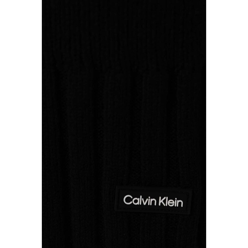 Vlněná šála Calvin Klein černá barva