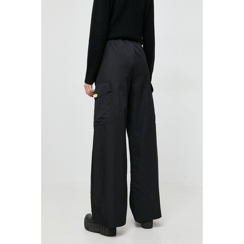Kalhoty Pinko dámské, černá barva, široké, high waist
