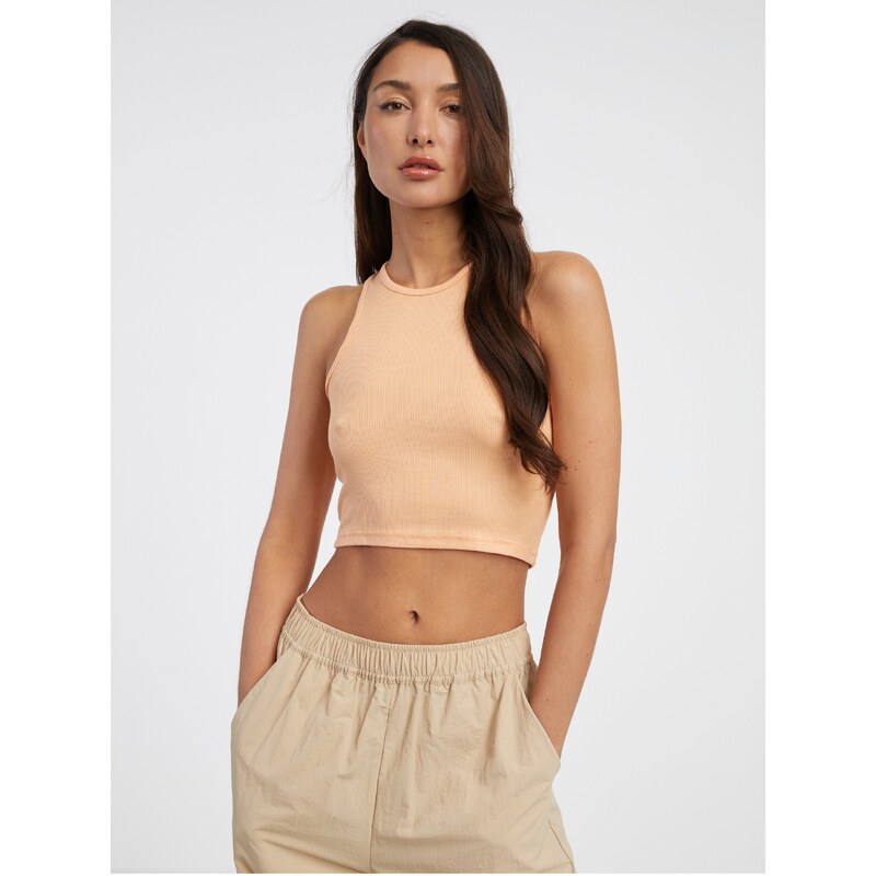 Oranžové dámské crop top tílko ONLY Belia - Dámské