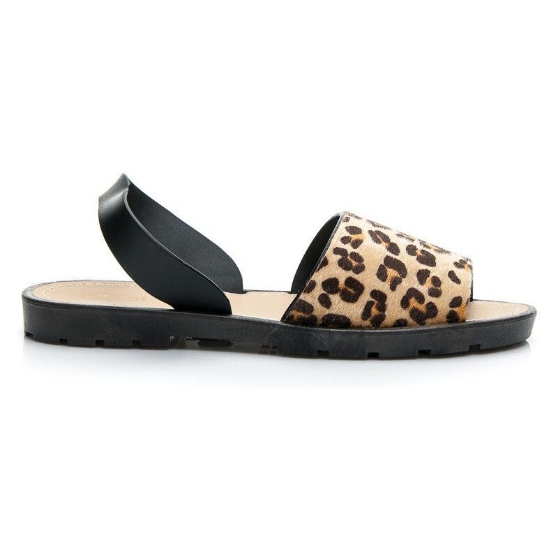 IDEAL Stylové leopardí pohodlné sandály