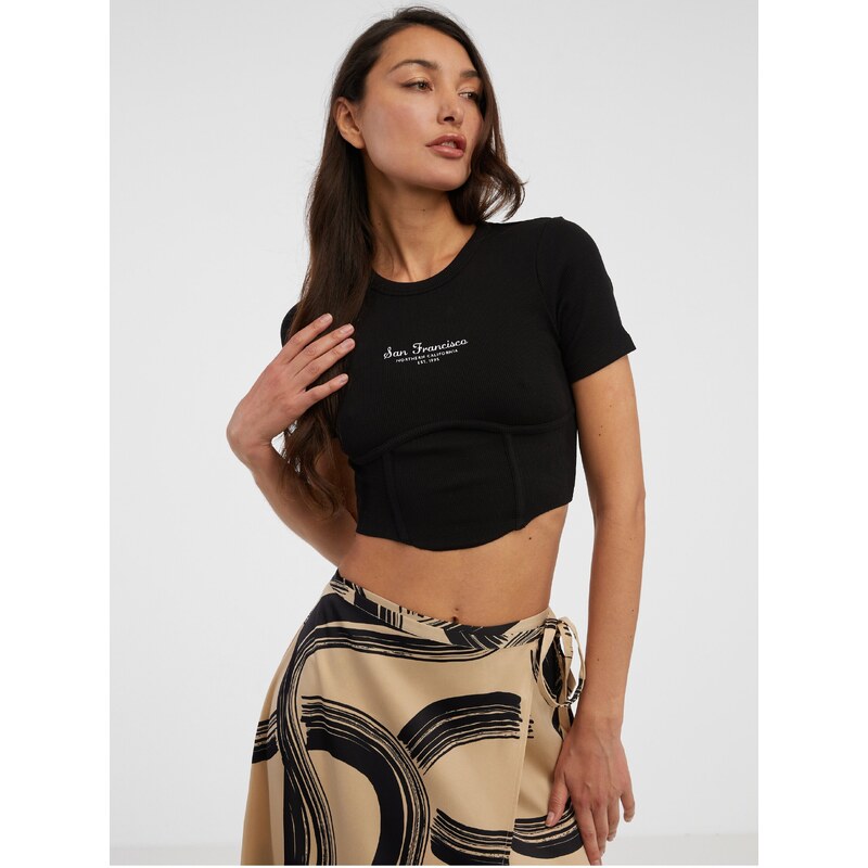 Černý dámský crop top ONLY Lola - Dámské