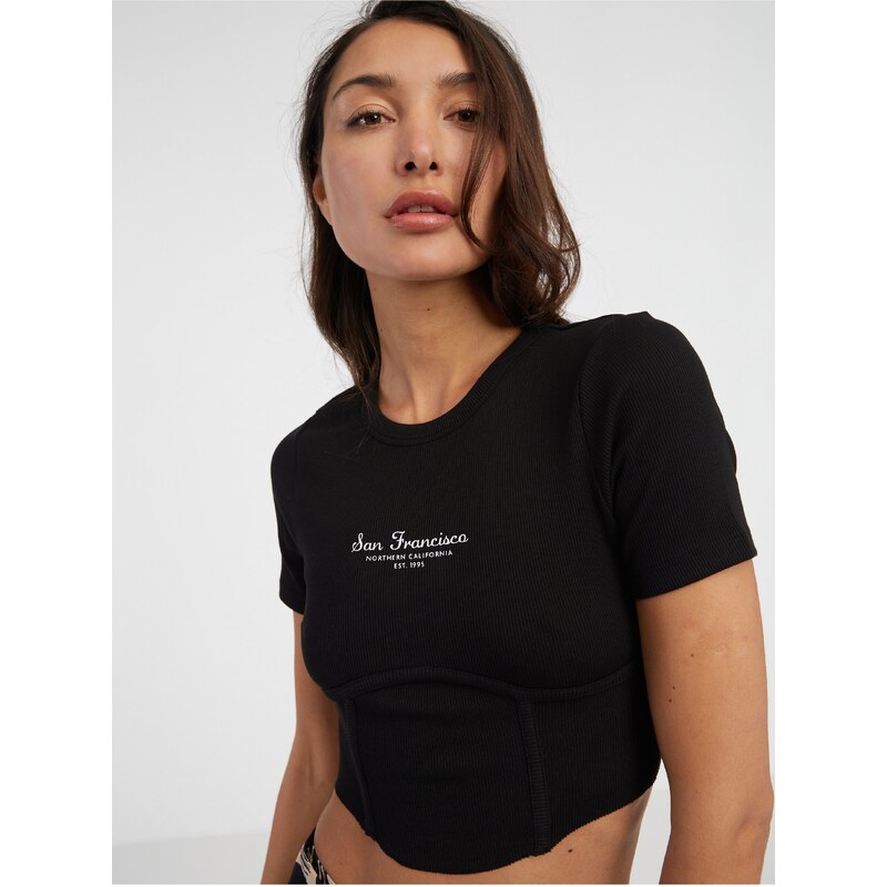 Černý dámský crop top ONLY Lola - Dámské