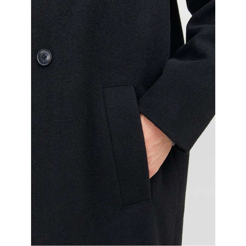 Černý pánský kabát s příměsí vlny Jack & Jones Harry - Pánské