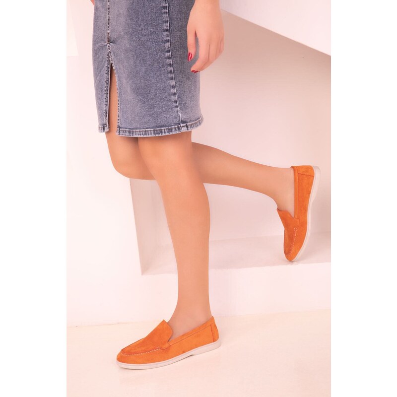 Soho Orange Suede Women's Loafers 17932