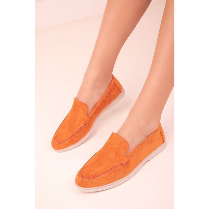 Soho Orange Suede Women's Loafers 17932