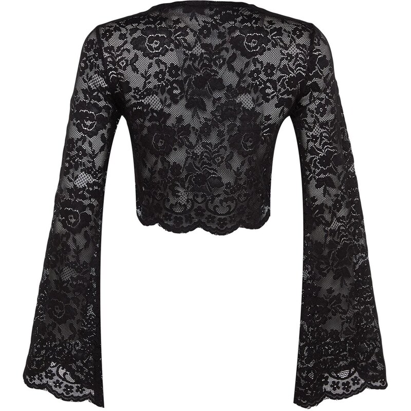 Trendyol Black Crop Knitted Unlined Lace Blouse