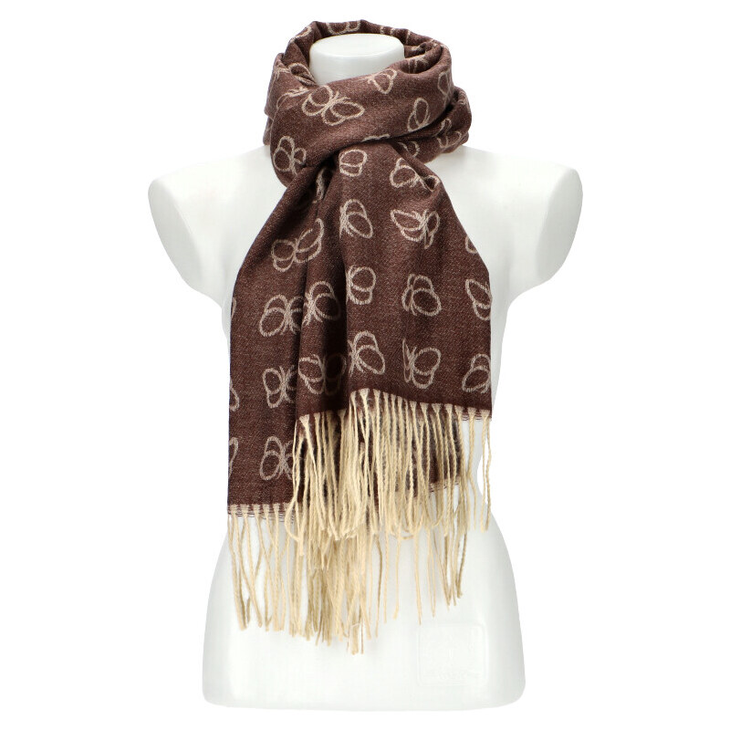 Cashmere Dámská hnědá teplá dlouhá zimní šála 196x67 cm