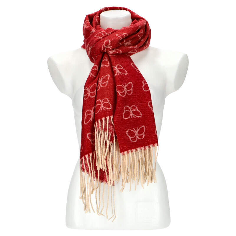 Cashmere Dámská červená teplá dlouhá zimní šála 196x67 cm 85494883