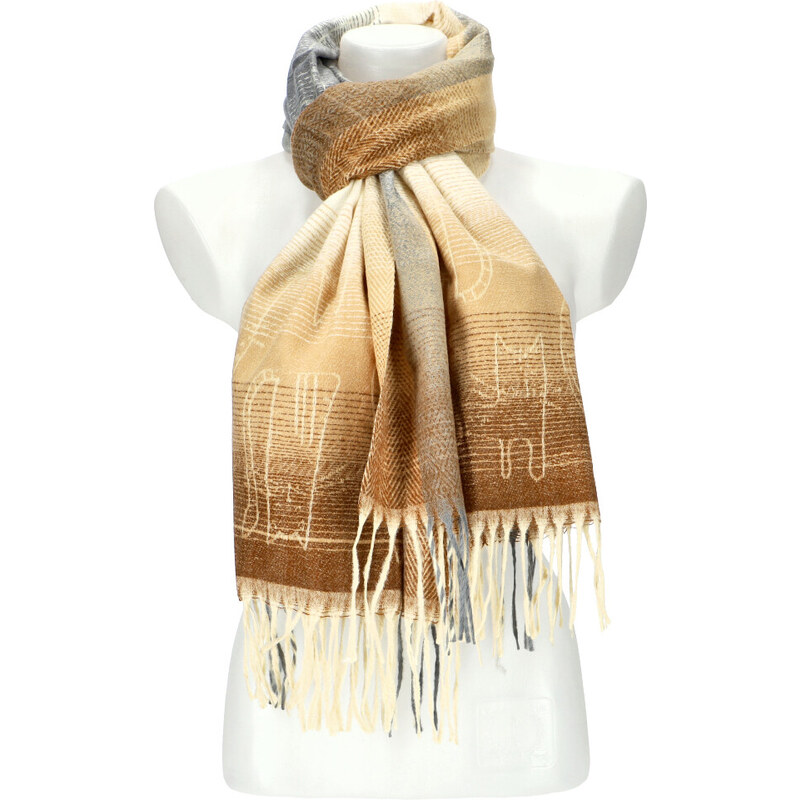 Cashmere Dámská barevná teplá dlouhá zimní šála 201x62 cm motiv M6 85494889