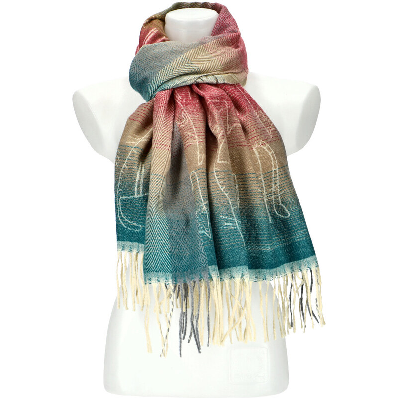 Cashmere Dámská barevná teplá dlouhá zimní šála 201x62 cm motiv M8 85494891