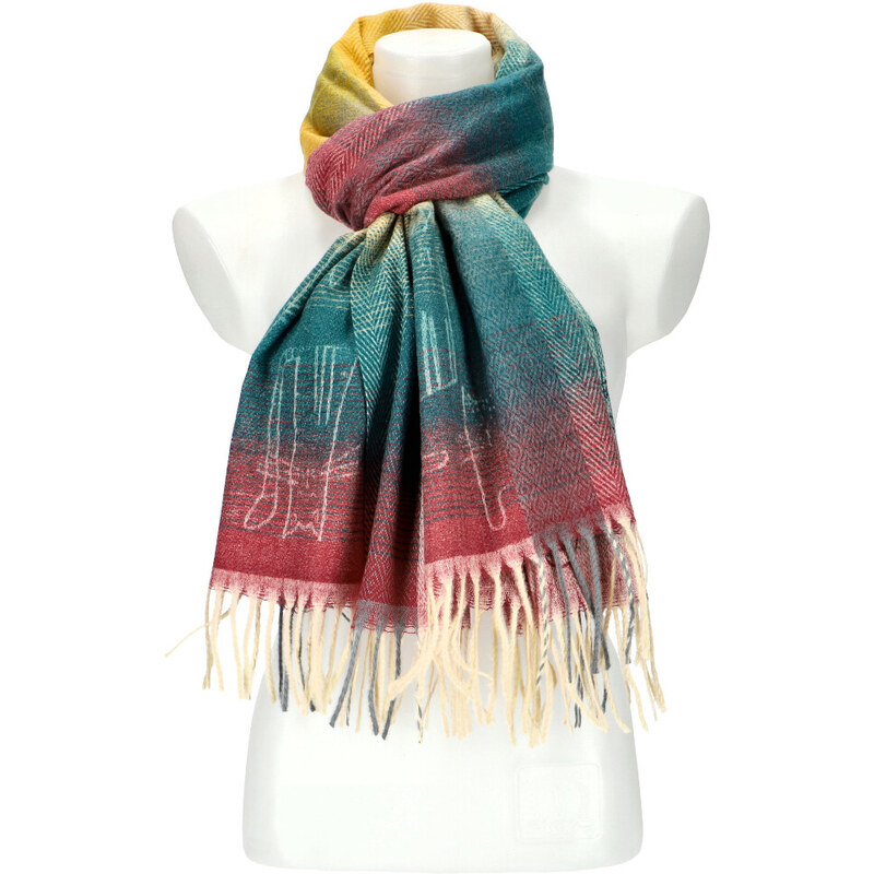 Cashmere Dámská barevná teplá dlouhá zimní šála 201x62 cm motiv M9 85494892
