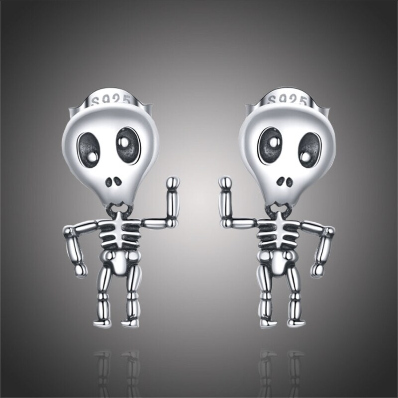 GRACE Silver Jewellery Stříbrné náušnice Kostlivec, stříbro 925/1000 85502175