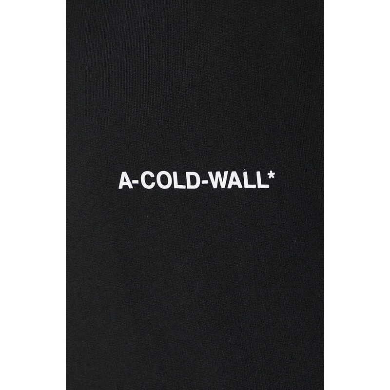 Bavlněná mikina A-COLD-WALL* ESSENTIALS SMALL LOGO pánská, černá barva, s kapucí, hladká, ACWMW145