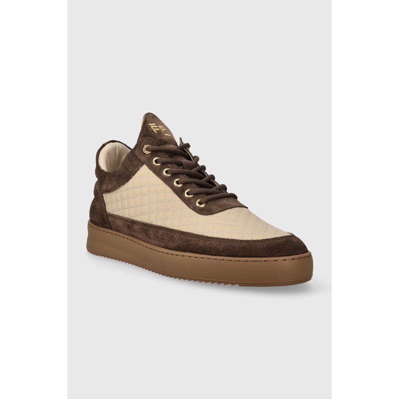 Kožené sneakers boty Filling Pieces Low Top Quilted hnědá barva, 10100151933