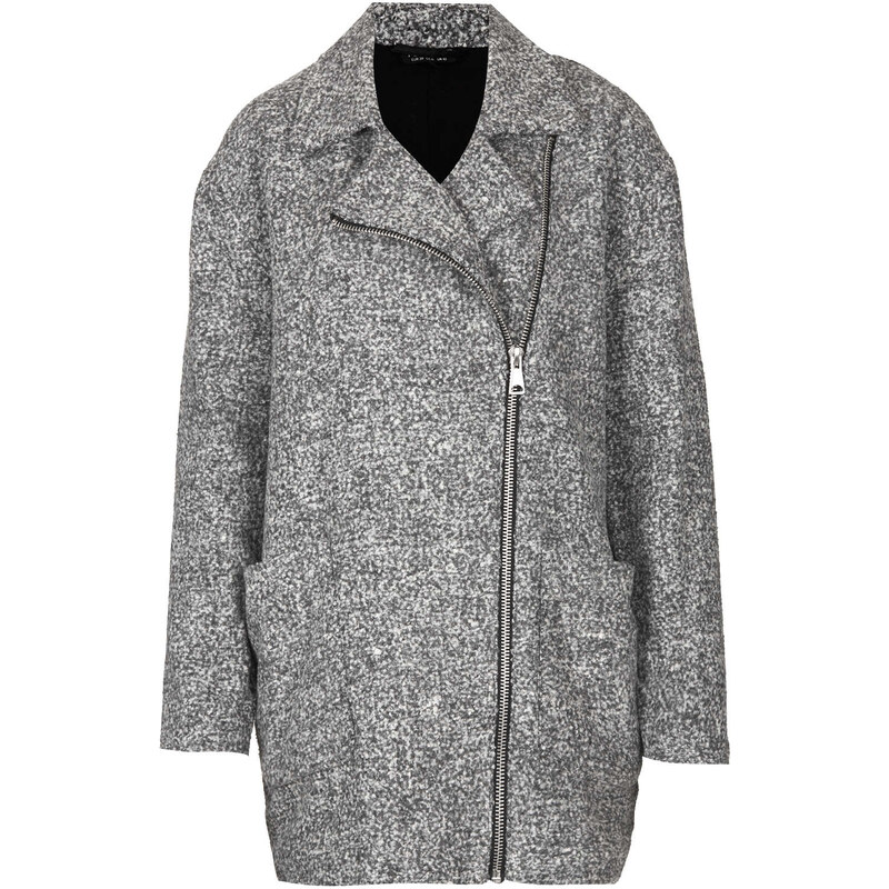 Topshop Grey Textured Ovoid Coat