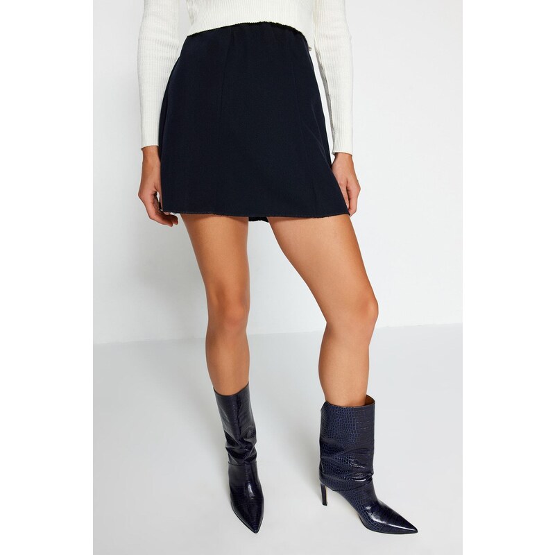 Trendyol Navy Blue A-Line with Stitching Detail/A bell-shaped Formal Thessaloniki/Knitwear Look Knitted Skirt