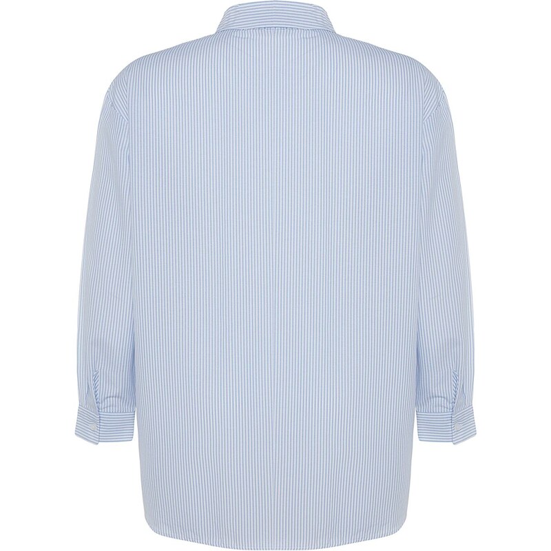 Trendyol Curve Blue Striped Poplin Shirt