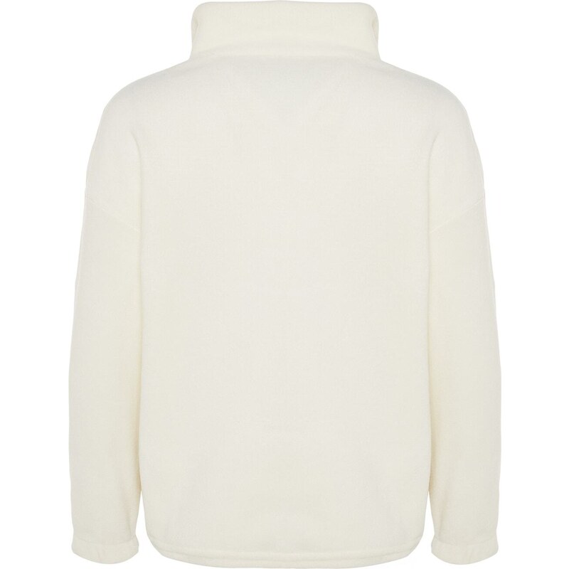 Trendyol Ecru Zipper Detailed Fleece Knitted Sweatshirt
