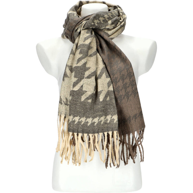 Cashmere Dámská šedá teplá dlouhá zimní šála 206x64 cm