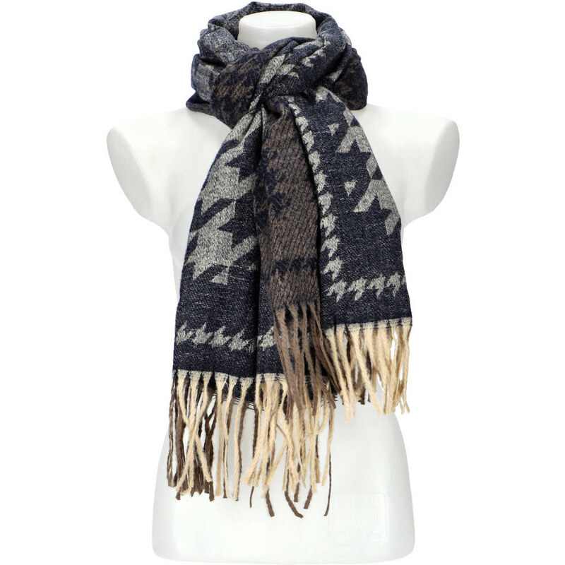 Cashmere Dámská modrá teplá dlouhá zimní šála 206x64 cm