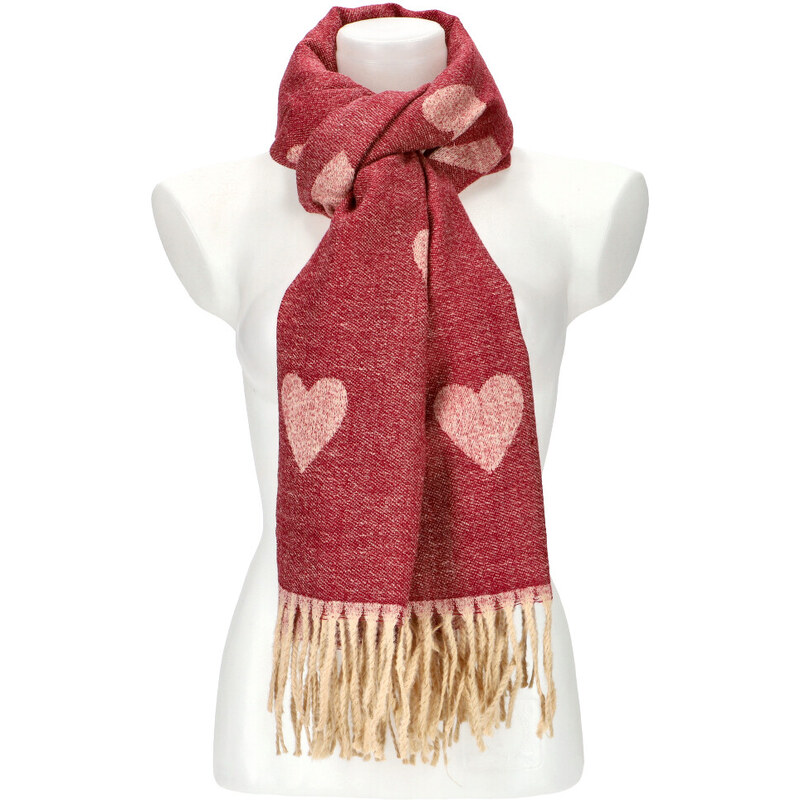 Cashmere Dámská bordo červená teplá dlouhá zimní šála 208x64 cm