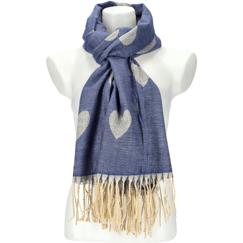 Cashmere Dámská modrá teplá dlouhá zimní šála 208x64 cm