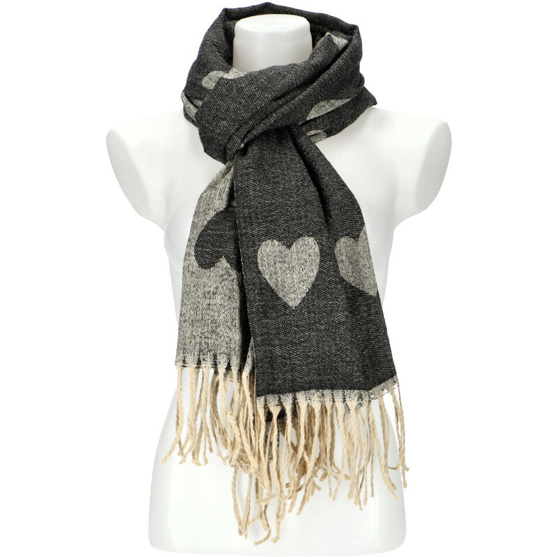 Cashmere Dámská černá teplá dlouhá zimní šála 208x64 cm 85503452
