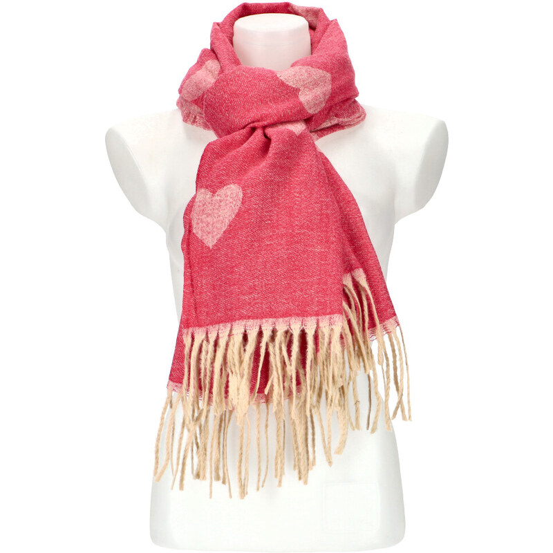 Cashmere Dámská fuchsiově růžová teplá dlouhá zimní šála 208x64