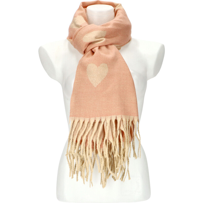 Cashmere Dámská růžová teplá dlouhá zimní šála 208x64 cm