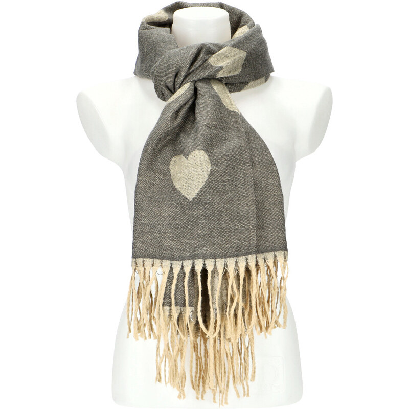 Cashmere Dámská šedá teplá dlouhá zimní šála 208x64 cm