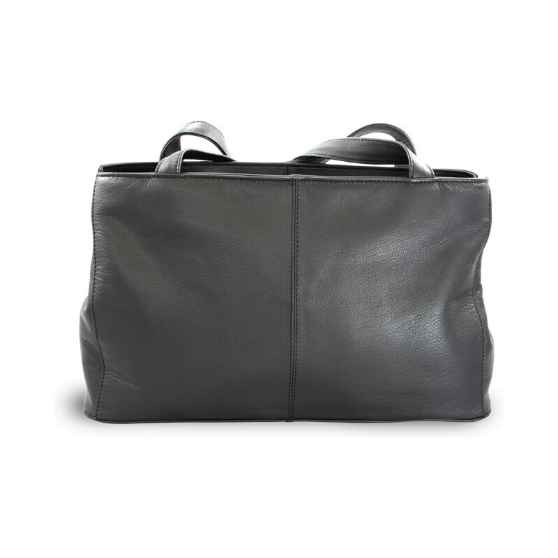 Černá kožená dvouzipová kabelka se dvěma popruhy Agrican