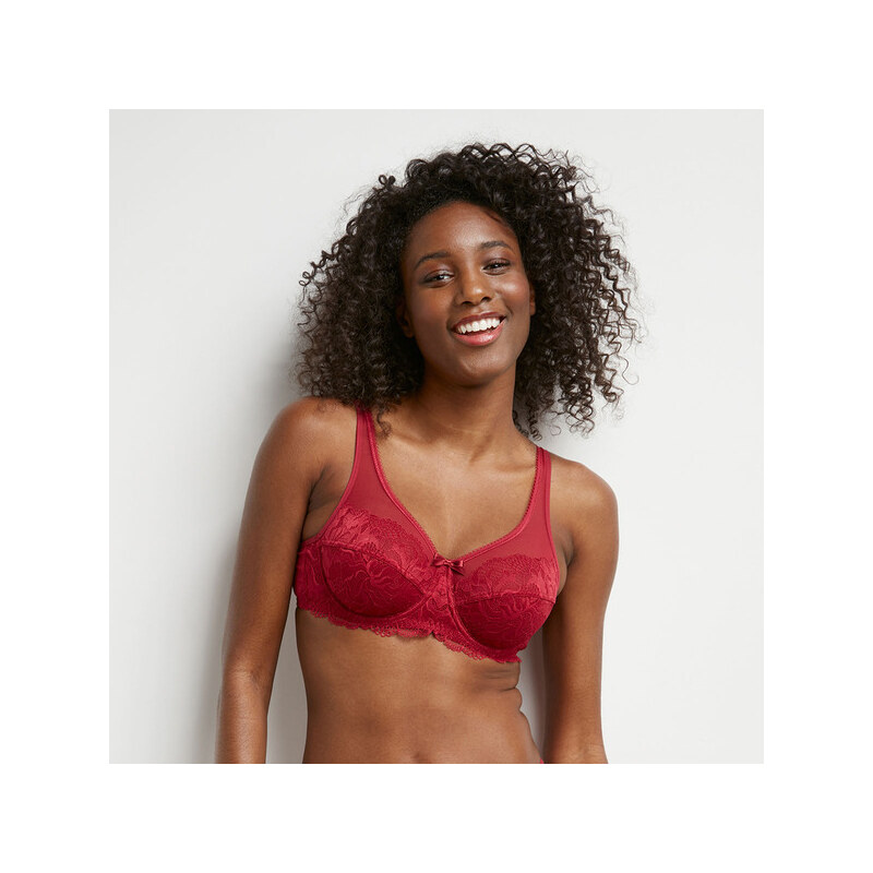 DIM GENEROUS ESSENTIEL UNDERWIRE BRA - Women's lace bra - dark red