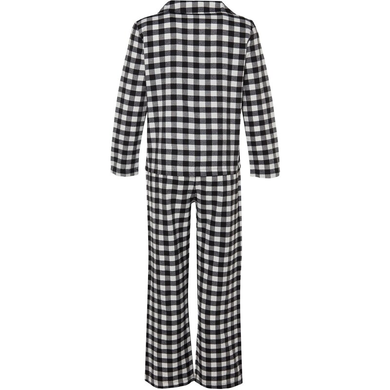 Trendyol Black Flannel Cotton Plaid Shirt-Pants Woven Pajama Set