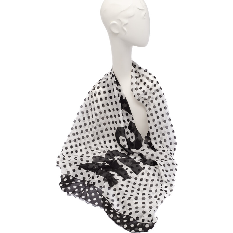 Černo-bílý puntíkatý šátek Moschino