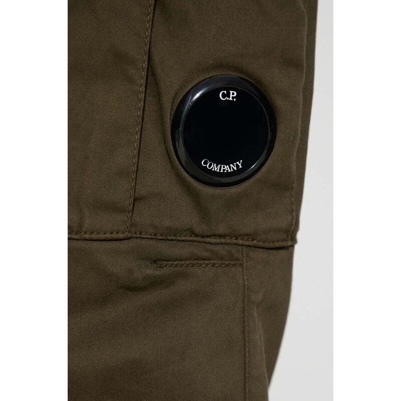 Kalhoty C.P. Company STRETCH SATEEN CARGO PANTS pánské, zelená barva, ve střihu cargo, 15CMPA186A005529G