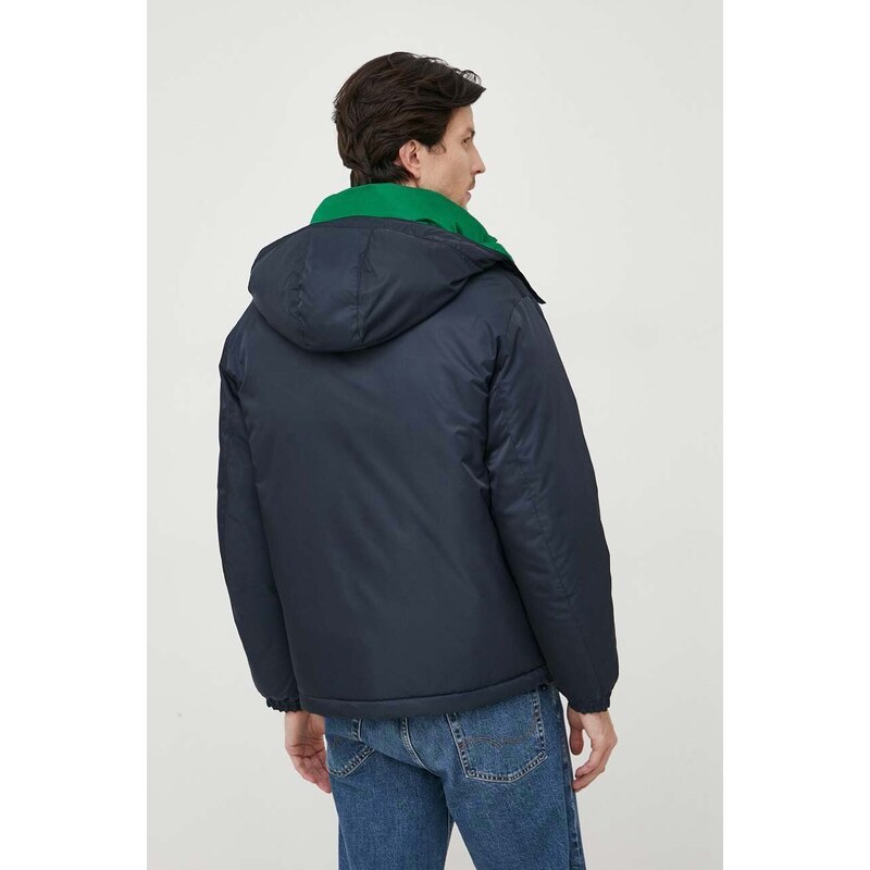 Oboustranná bunda Armani Exchange pánská, tmavomodrá barva, zimní