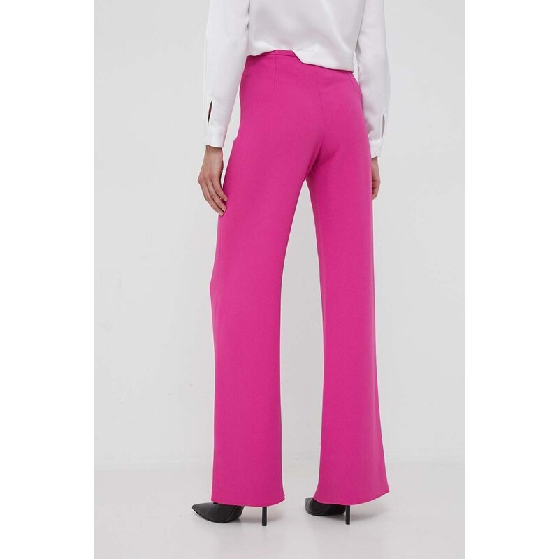 Kalhoty Emporio Armani dámské, růžová barva, široké, medium waist