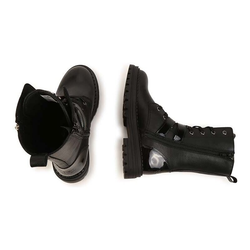 Dětské kožené boty Karl Lagerfeld černá barva