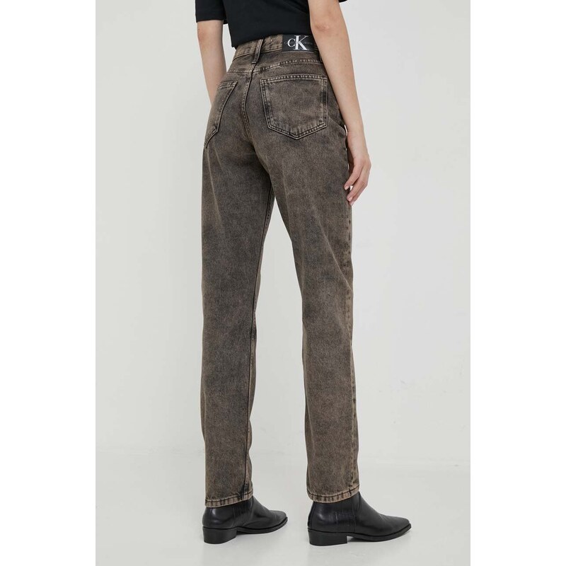Džíny Calvin Klein Jeans dámské, hnědá barva