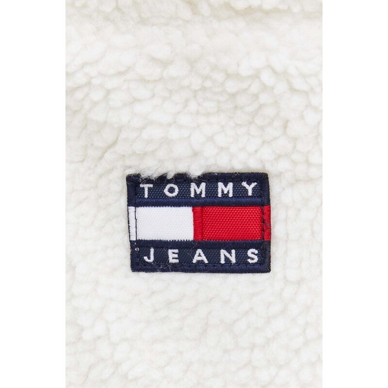 Košile Tommy Jeans pánská, béžová barva, regular, s klasickým límcem