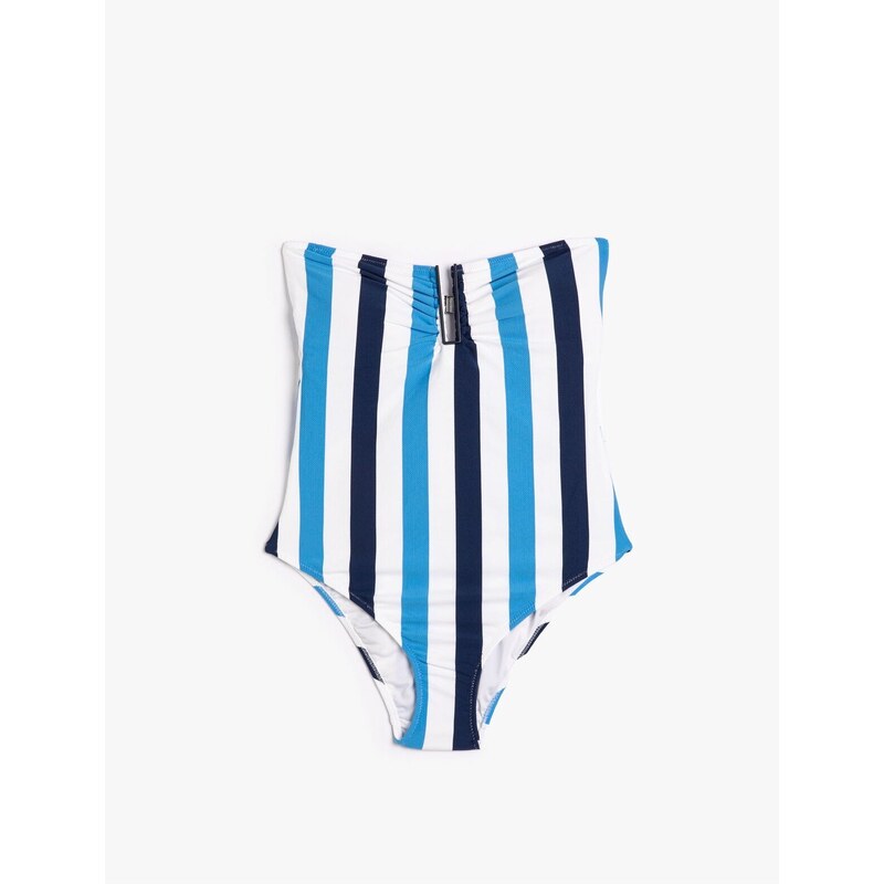 Koton Strapless Swimwear With Window Detailed Geometric