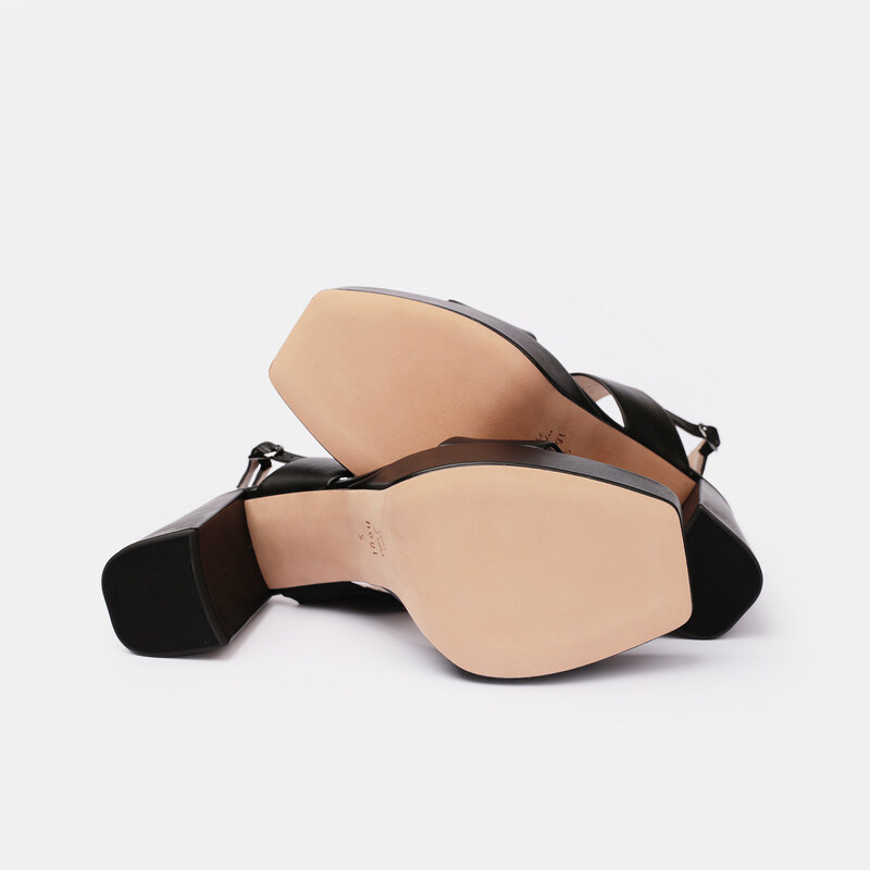 HÖGL Kožené dámské sandály s hranatou špičkou na vysokém podpatku