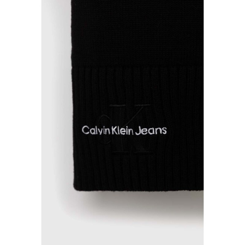 Bavlněný šátek Calvin Klein Jeans černá barva, hladký